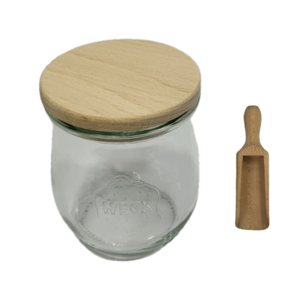 Słoik Weck 220ml na przetwory TULIP żaroodporny drewniane wieko 1szt miarka