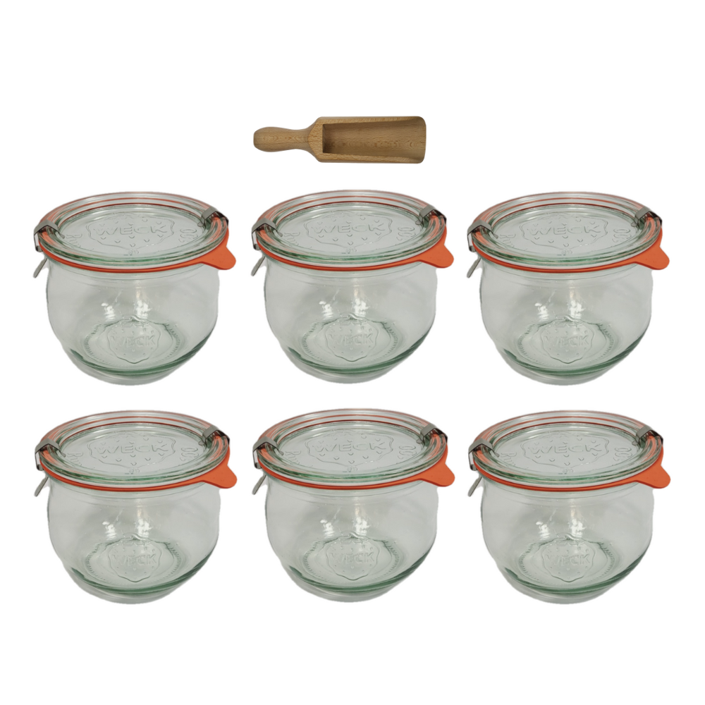 Słoiki Weck 370ml przetwory TULIP żaroodporne miarka spinki wieko gumka 6szt