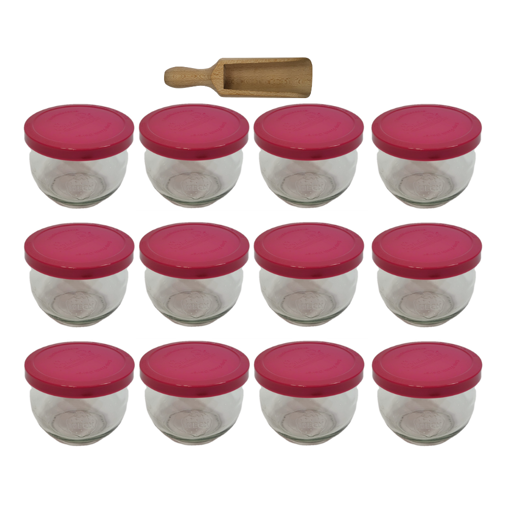 Słoiki Weck 370ml przetwory TULIP żaroodporne silikonowe wieko 12szt miarka