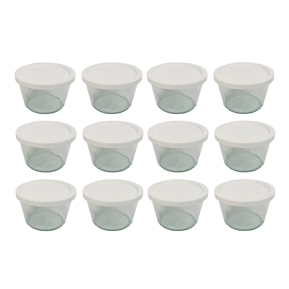 Słoiki Weck 370ml przetwory MOLD żaroodporne weki plastikowe wieka 12szt