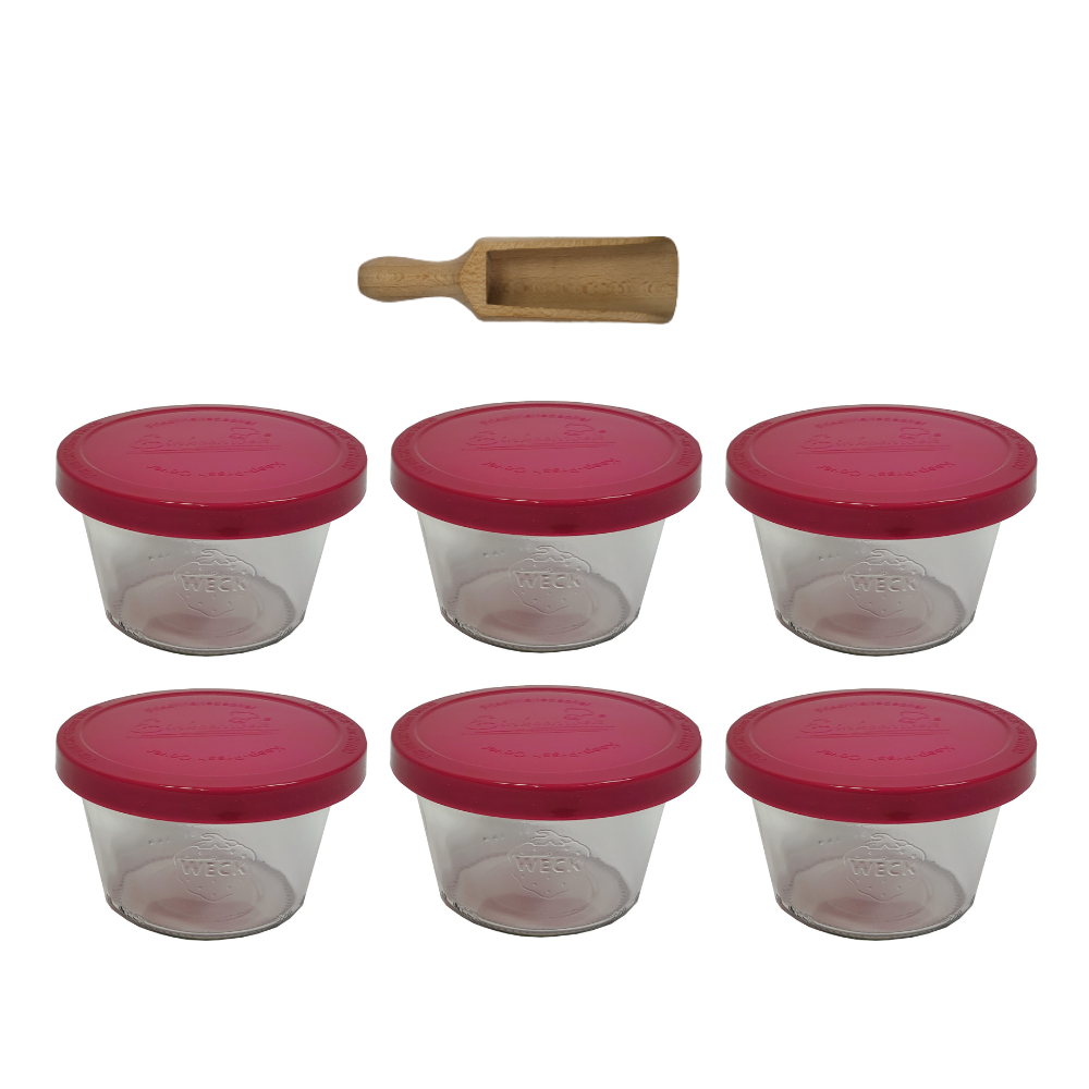 Słoiki Weck 370ml przetwory MOLD żaroodporne silikonowe wieko 6szt miarka