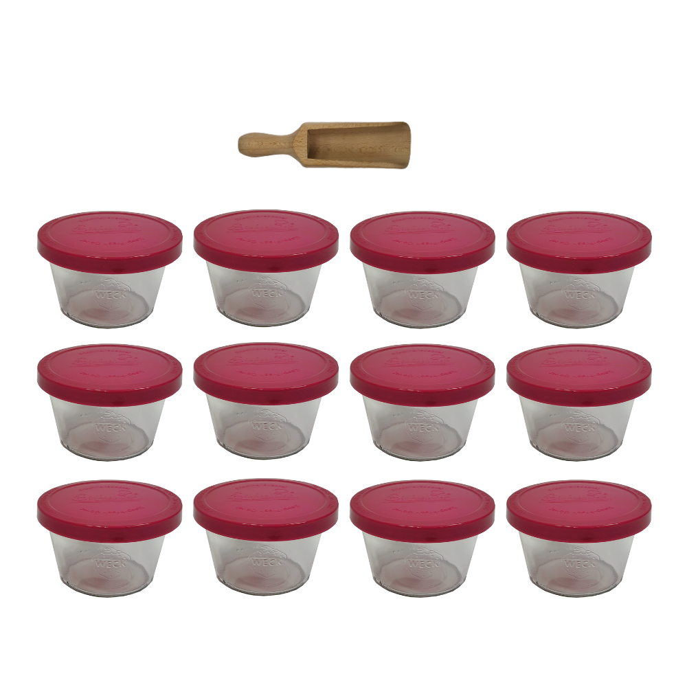 Słoiki Weck 370ml przetwory MOLD żaroodporne silikonowe wieko 12szt miarka