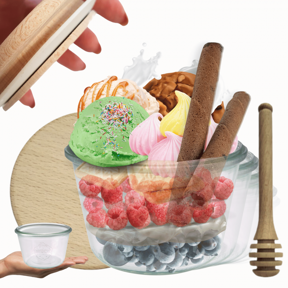 Słoiki Weck 370ml przetwory MOLD żaroodporne drewniane wieka 12szt nabierak