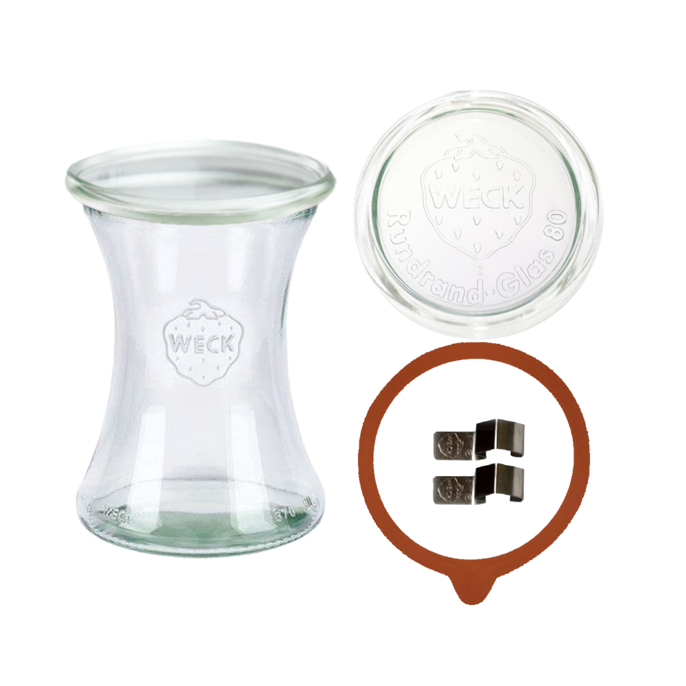 Słoik Weck 370ml pucharek DELI żaroodporny dżem zapinki wieko gumka 1szt