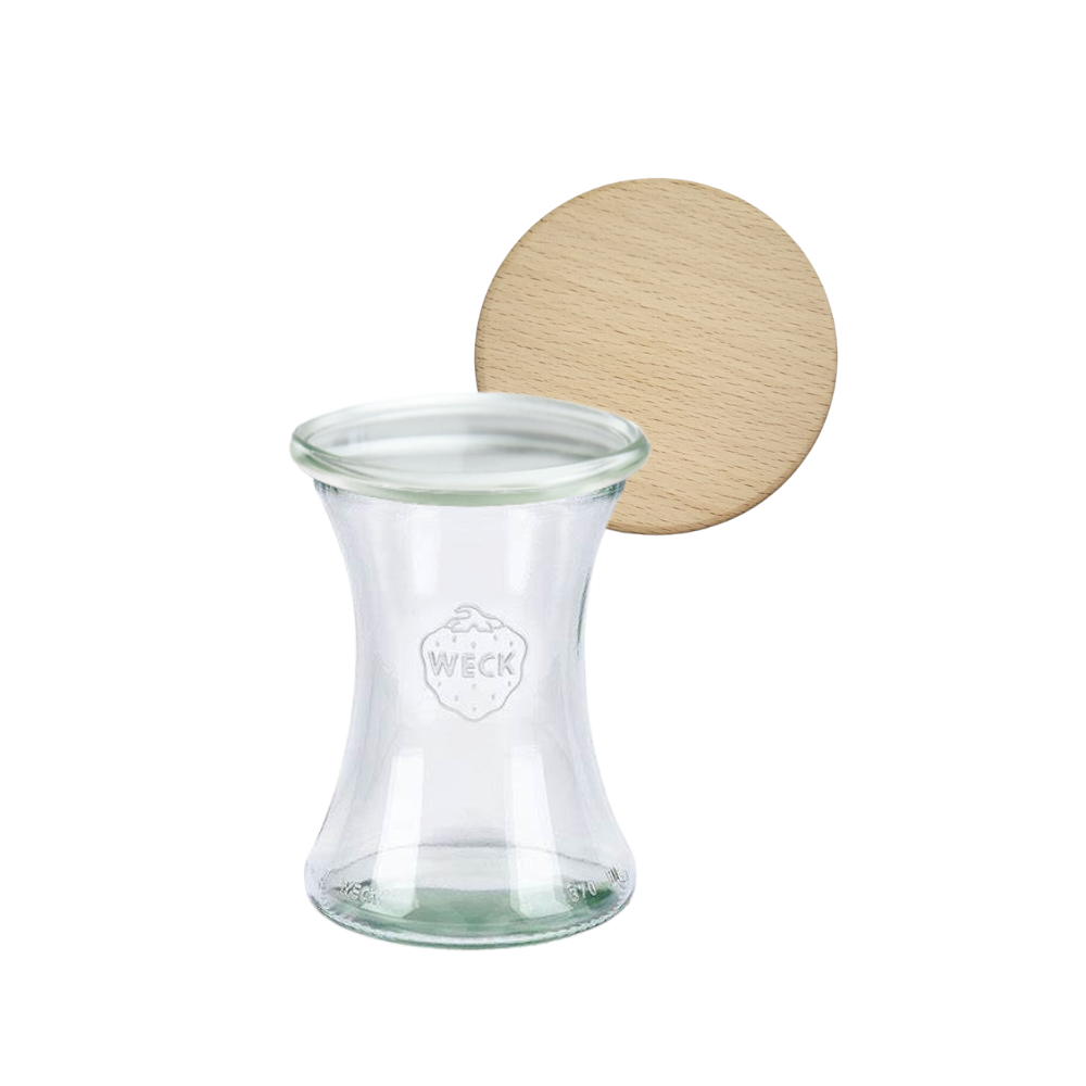 Słoik Weck 370ml na koktajl DELI żaroodporny drewniane wieko 1szt SOLIDNY