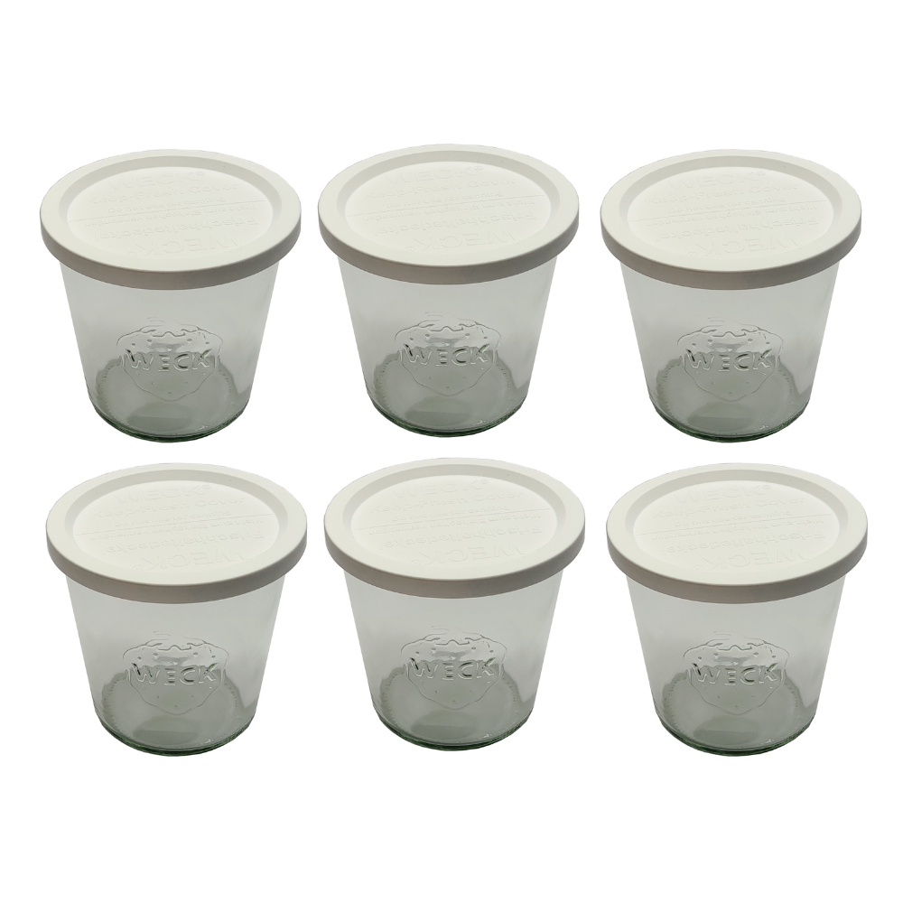 Słoiki Weck 580ml przetwory MOLD żaroodporne weki plastikowe wieka 6szt