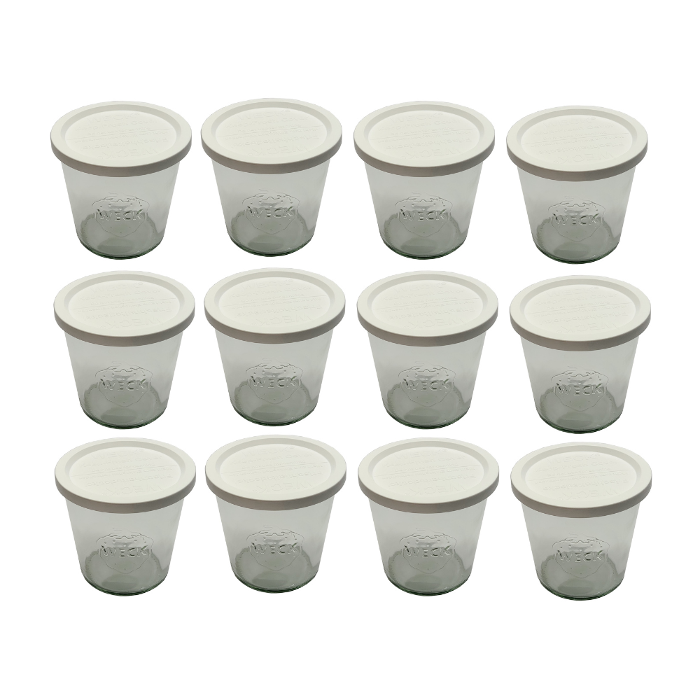 Słoiki Weck 580ml przetwory MOLD żaroodporne weki plastikowe wieka 12szt
