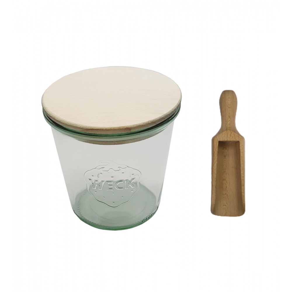 Słoik Weck 580ml na ciastka MOLD żaroodporny drewniane wieko 1szt miarka