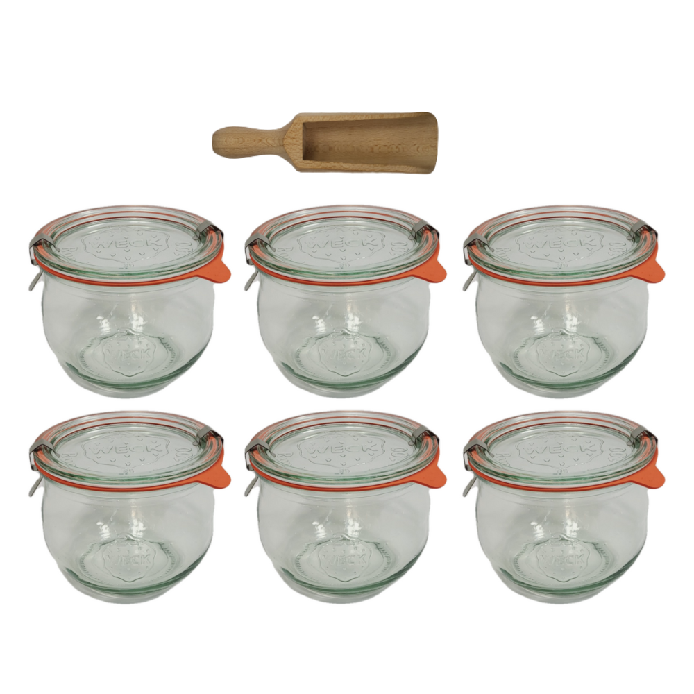 Słoiki Weck 580ml 0,5L przetwory TULIP słoik miarka spinki wieko gumka 6szt
