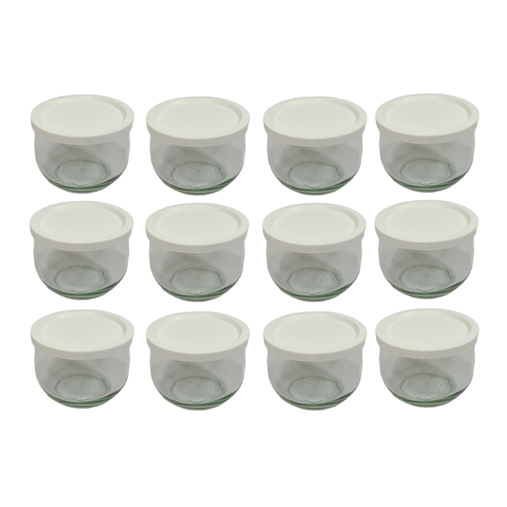 Słoiki Weck 580ml 0,5L słoik TULIP żaroodporne weki plastikowe wieka 12szt