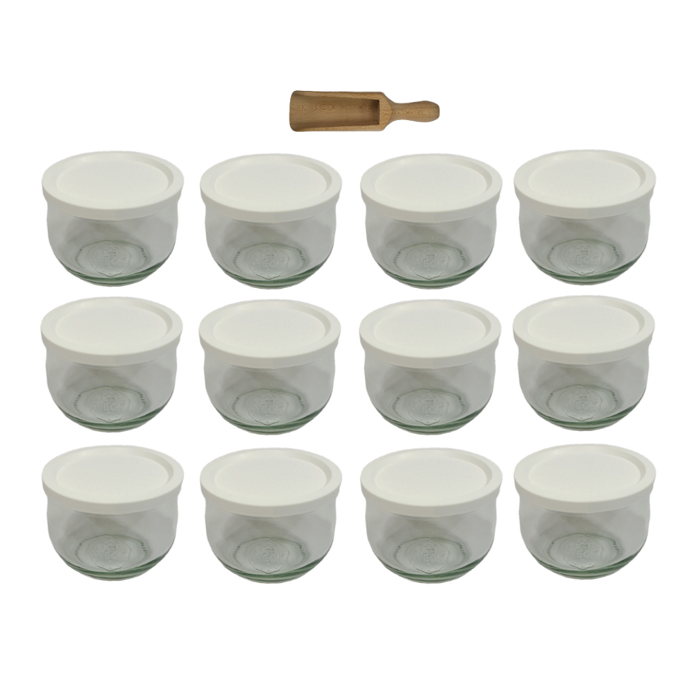 Słoiki Weck 580ml 0,5 słoik TULIP żaroodporne plastikowe wieka MIARKA 12szt