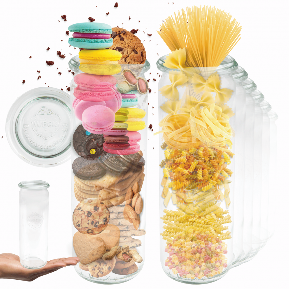 Słoiki Weck 600ml słoiki szklane pojemniki CYLINDER wieka szklane 6szt