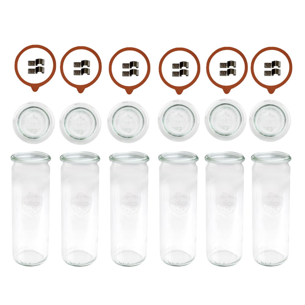 Słoiki Weck 600ml przetwory CYLINDER żaroodporne zapinki wieko gumka 6szt