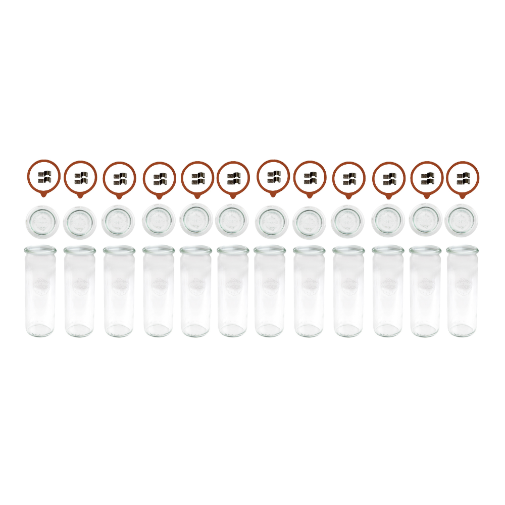 Słoiki Weck 600ml na makaron CYLINDER żaroodporne zapinki wieko gumka 12szt