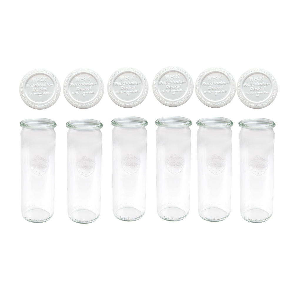 Słoiki Weck 600ml przetwory CYLINDER żaroodporne weki plastikowe wieka 6szt