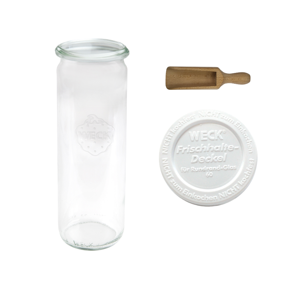 Słoik Weck 600ml na soki CYLINDER żaroodporny plastikowe wieko MIARKA 1szt