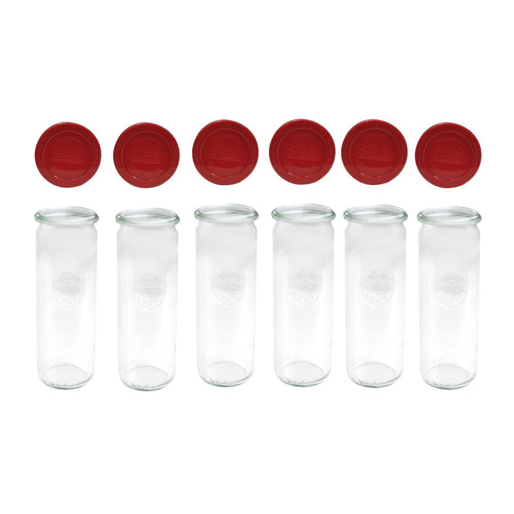 Słoiki Weck 600ml przetwory CYLINDER żaroodporne silikonowe wieka 6szt