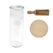 Słoik Weck 600ml na ciastka CYLINDER żaroodporny drewniane wieko 1szt miarka