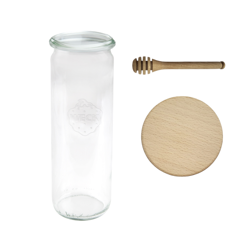 Słoik Weck 600ml na makaron CYLINDER żaroodporny drewniane wieko 1szt nabierak