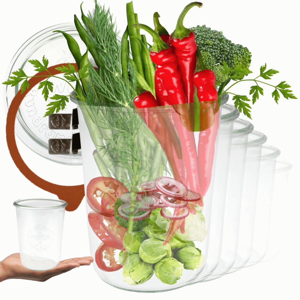 Słoiki Weck 850ml do ogórków MOLD kompletny zestaw 6szt na przetwory chleb