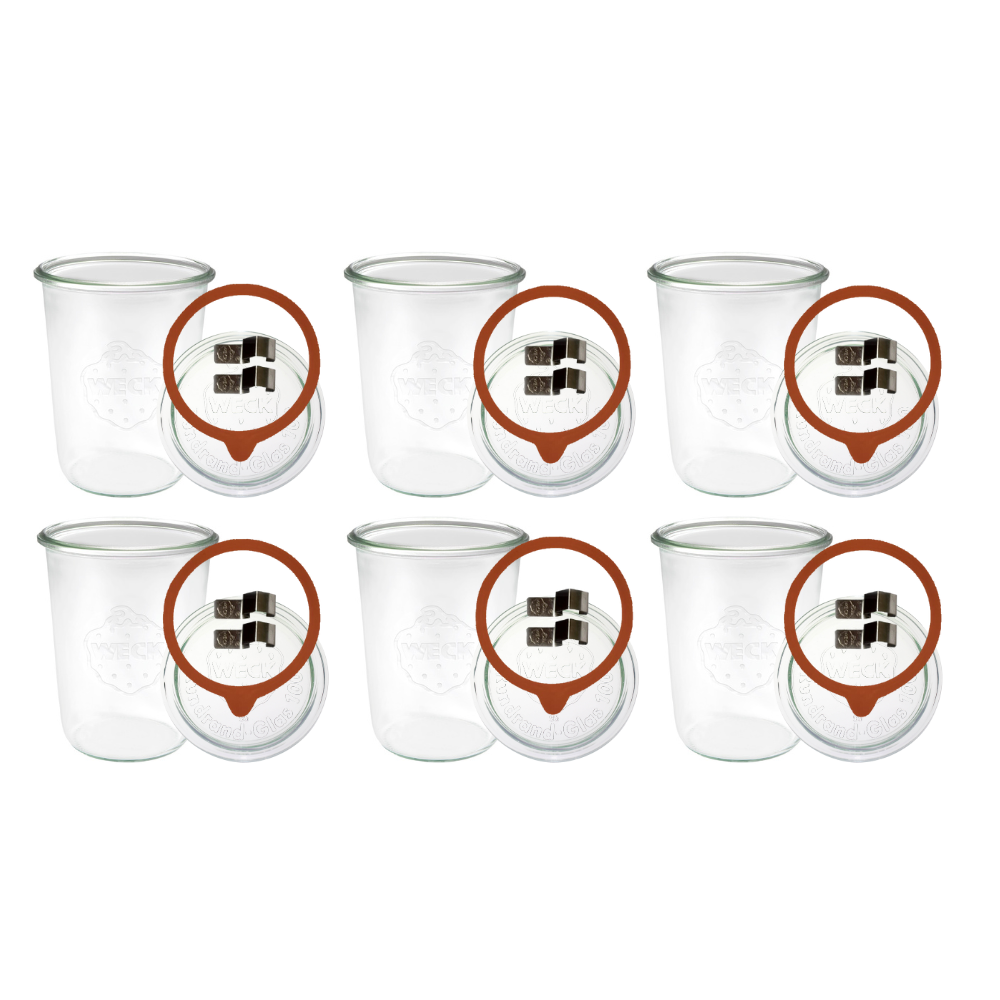 Słoiki Weck 850ml do ogórków MOLD kompletny zestaw 6szt na przetwory chleb