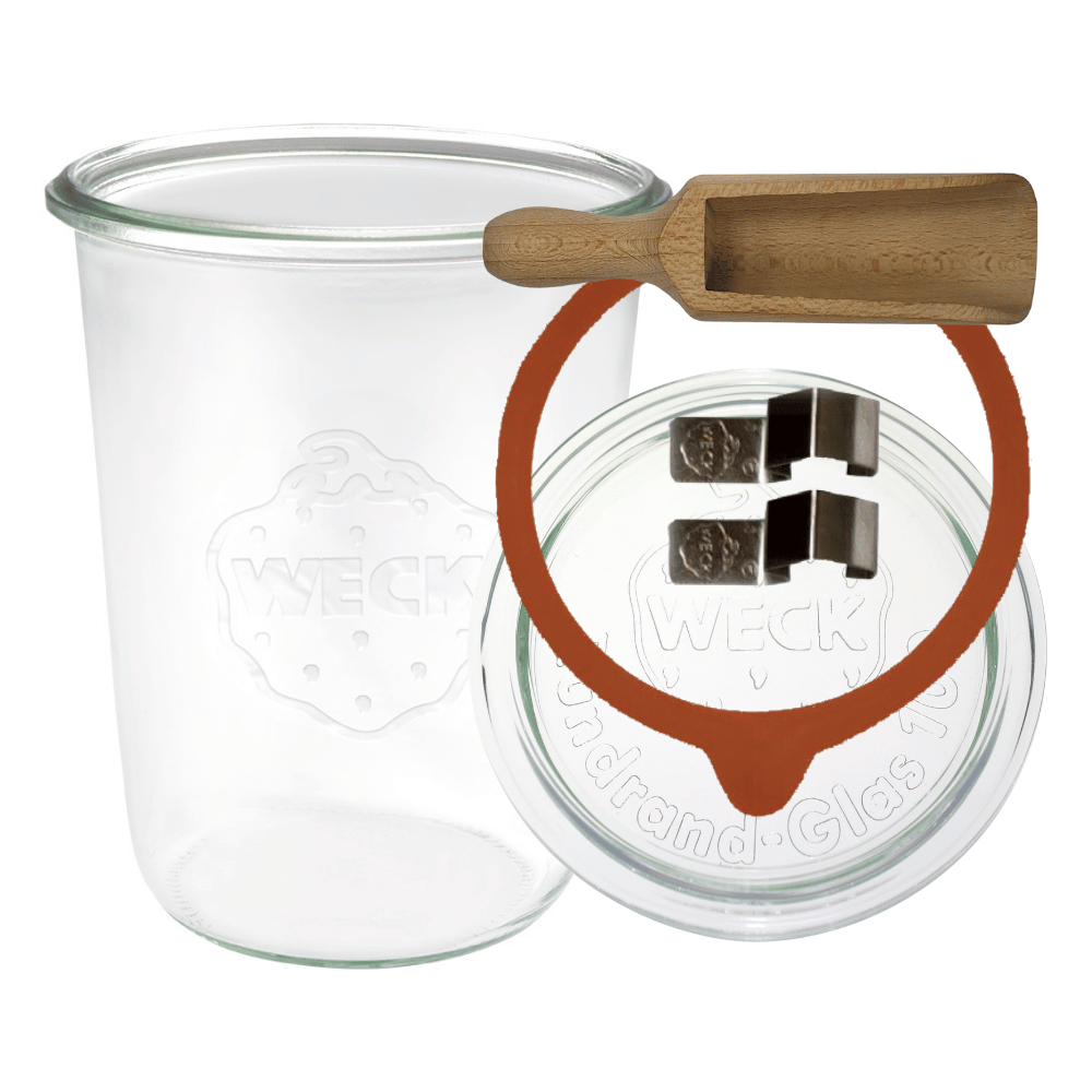 Słoik Weck 850ml do kiszenia MOLD żaroodporny miarka zapinki wieko gumka 1szt