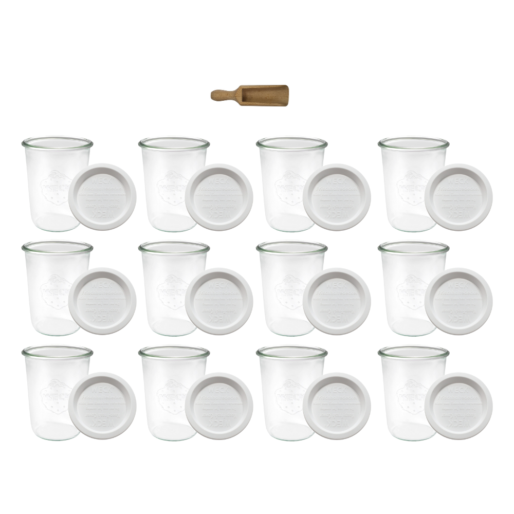 Słoiki Weck 850ml MOLD do przechowywania plastik wieka MIARKA 12szt