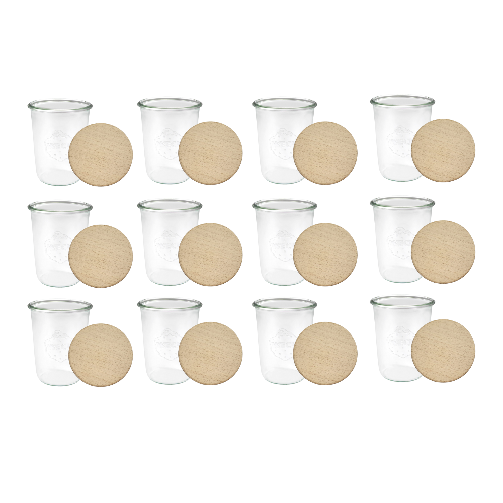 Słoiki Weck 850ml  MOLD szczelne drewniane wieka 12szt na suche produkty