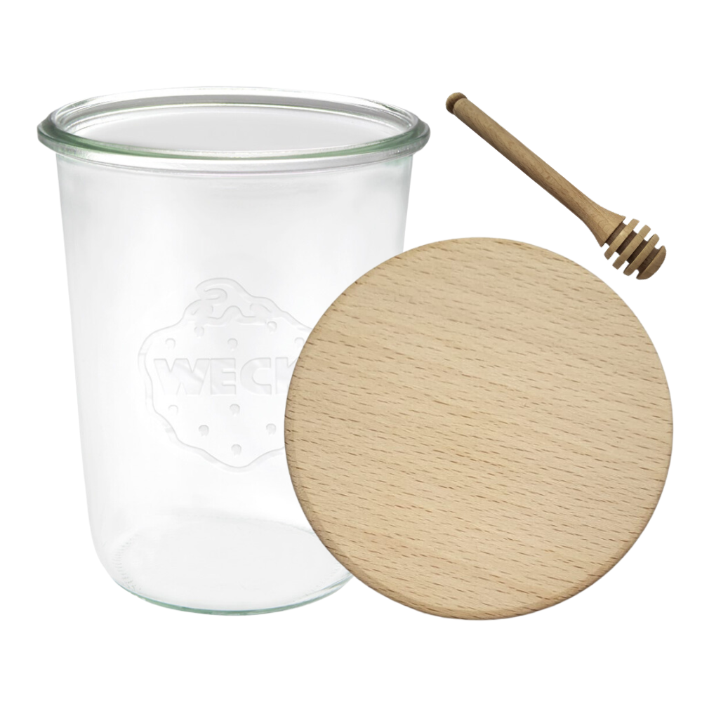 Słoik Weck 850ml do miodu MOLD drewniane szczelne wieko 1szt nabierak