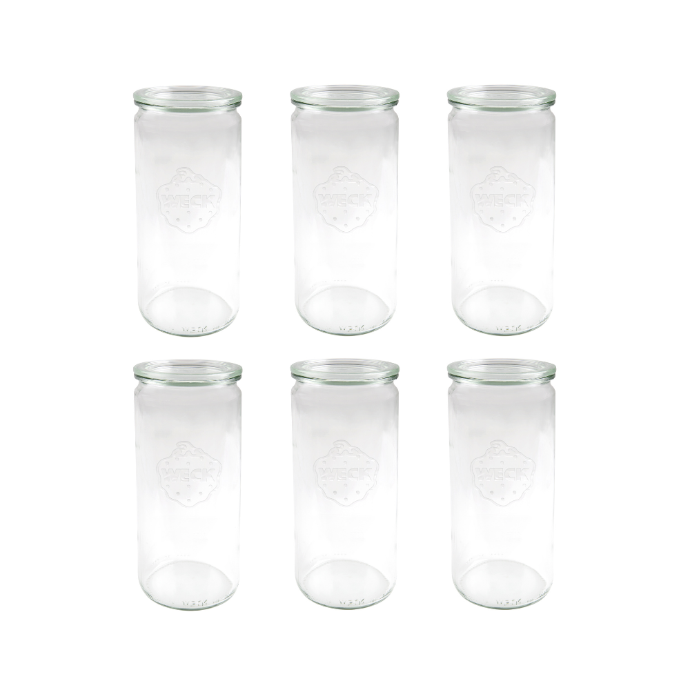 Słoiki Weck 1l słoiki szklane pojemniki CYLINDER wieka szklane 6szt 1040