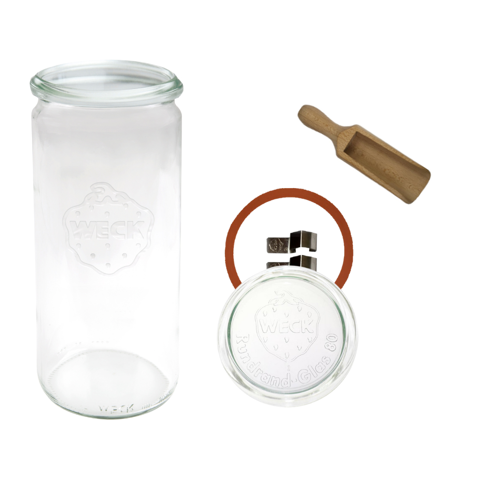 Słoik Weck 1l 1040ml ogórki CYLINDER miarka zapinki wieko gumka 1szt