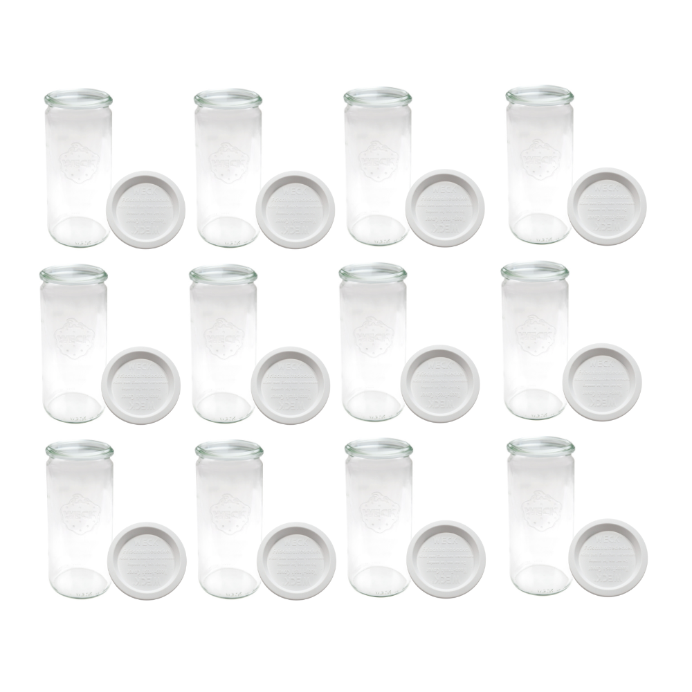 Słoiki Weck 1l CYLINDER do kawy 1040ml słoik weki plastikowe wieka 12szt