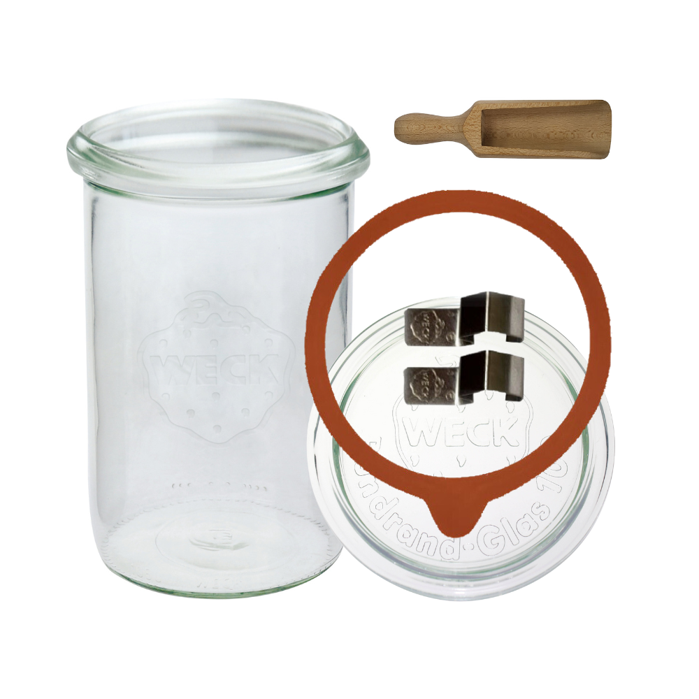 Słoik Weck 1l 1050ml ogórki MOLD miarka zapinki wieko gumka 1szt