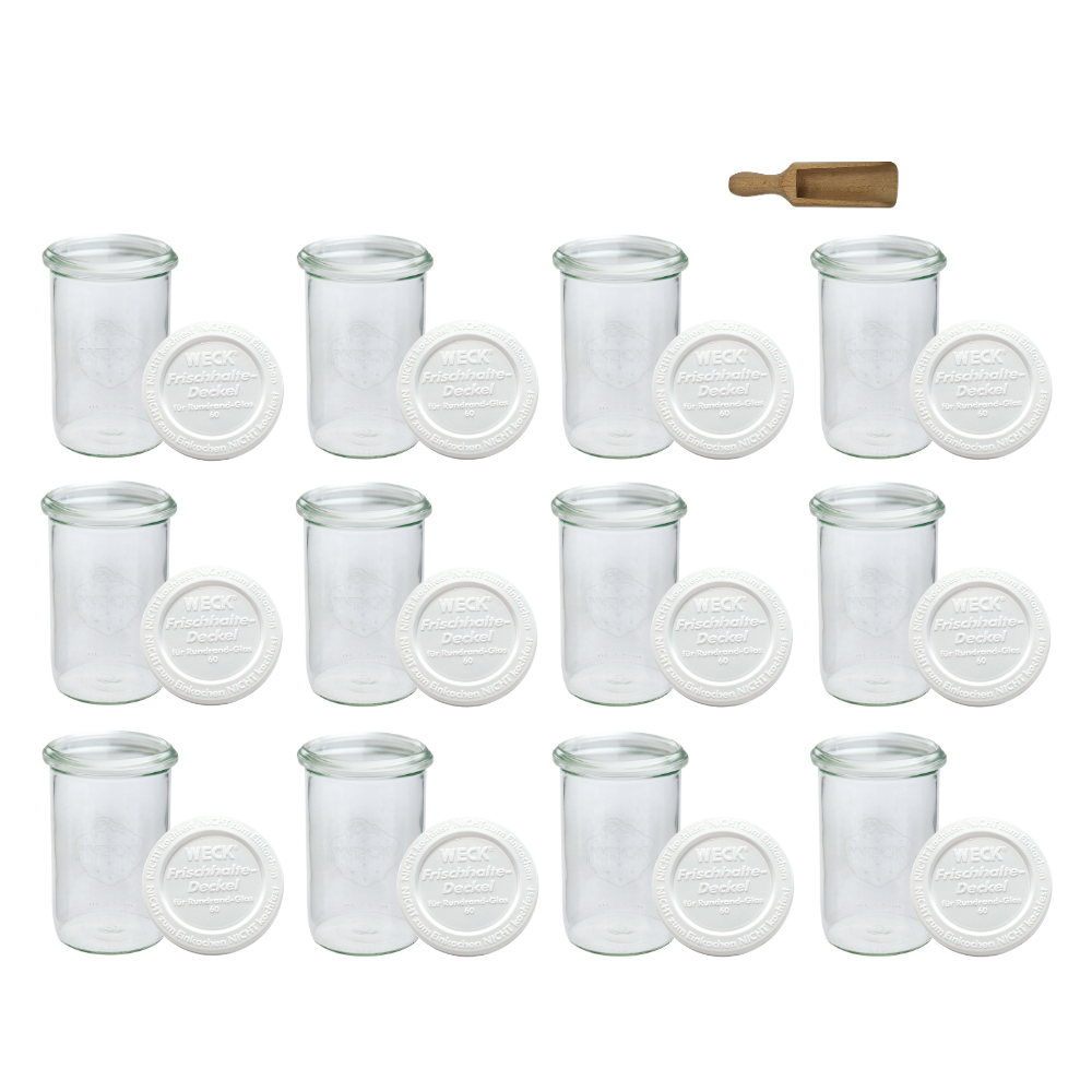 Słoiki Weck 1050ml 1l MOLD sypkie produkty plastikowe wieka MIARKA 12szt