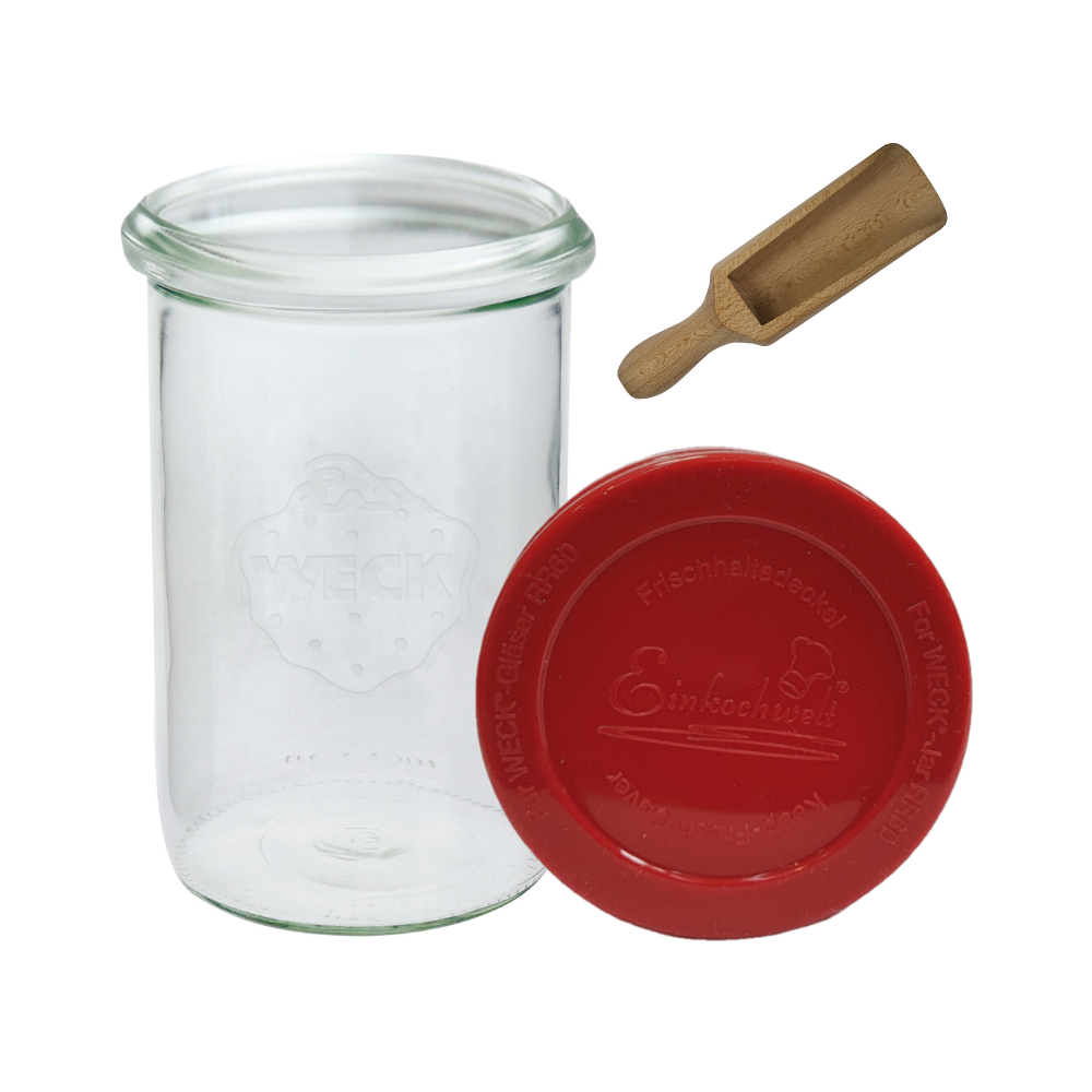 Słoik Weck 1050ml 1l na płynne produkty MOLD silikonowe wieko 1szt miarka