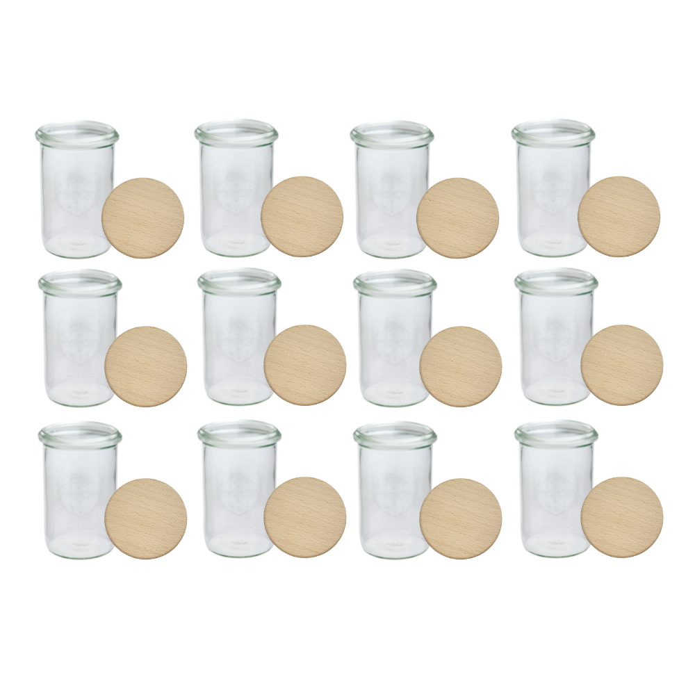 Słoiki Weck 1l przetwory MOLD drewniane wieka z gumką 12szt 1050