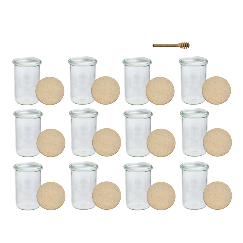 Słoiki Weck 1l 1050ml MOLD szczelne drewniane wieka 12szt nabierak