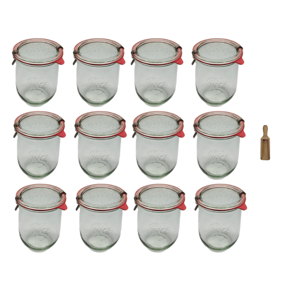 Słoiki Weck 1062 1l na sok TULIP żaroodporne miara spinki wieko gumka 12szt