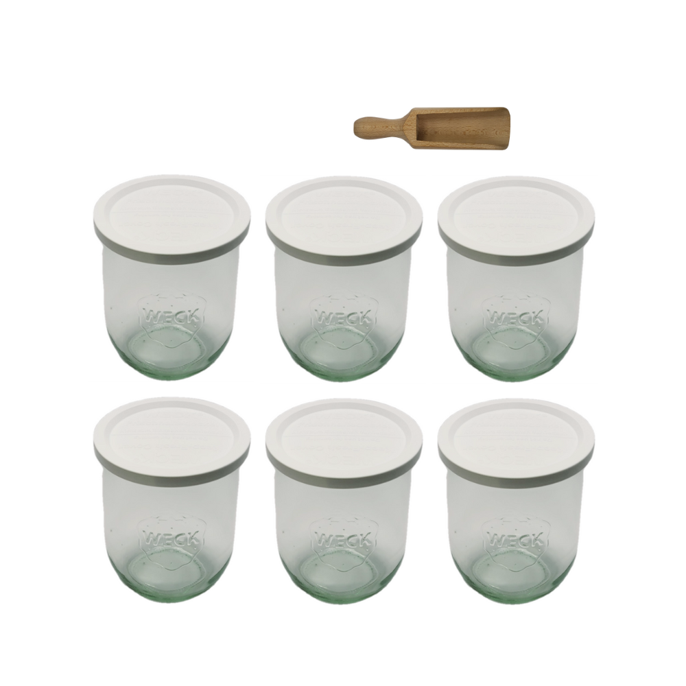 Słoiki Weck 1062ml 1l TULIP mąka ryż makaron plastikowe wieka MIARKA 6szt