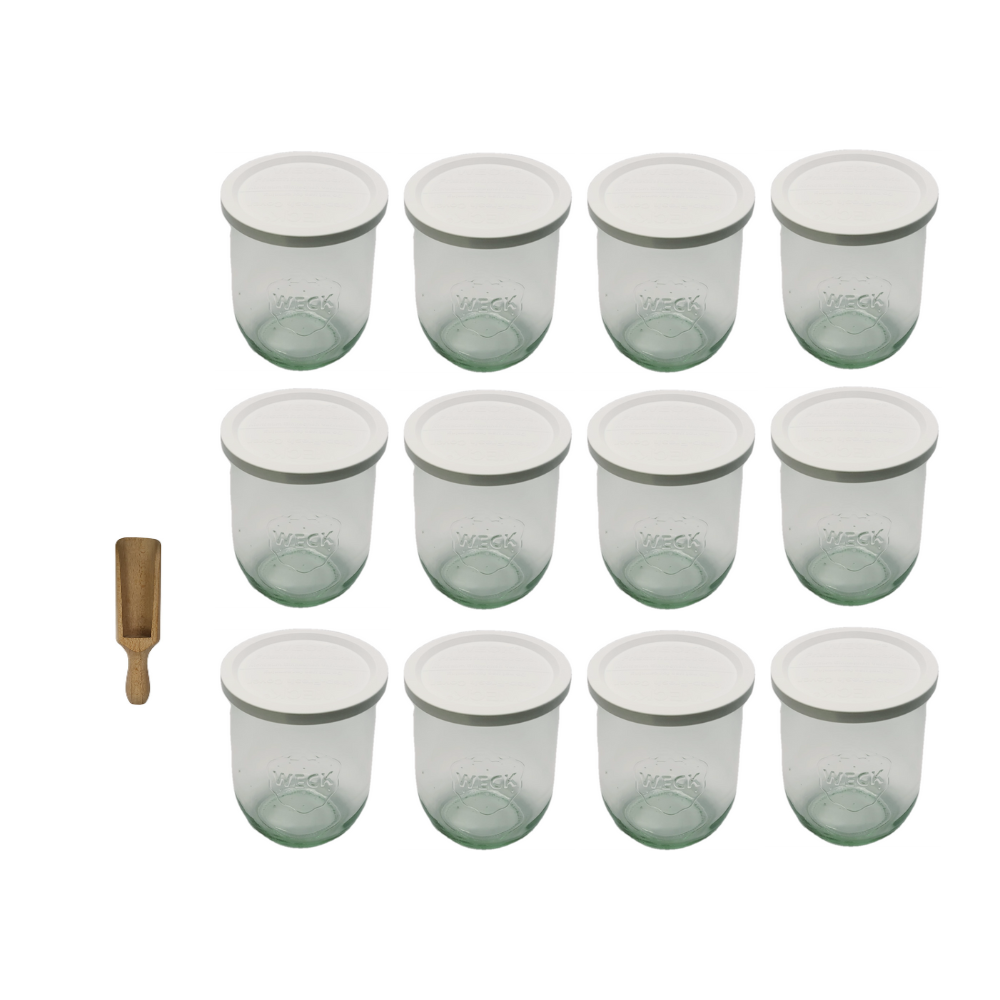 Słoiki Weck 1062ml 1l TULIP sypkie produkty plastikowe wieka MIARKA 12szt