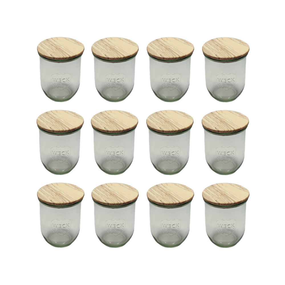 Słoiki Weck 1l przetwory TULIP drewniane wieka z gumką 12szt 1062