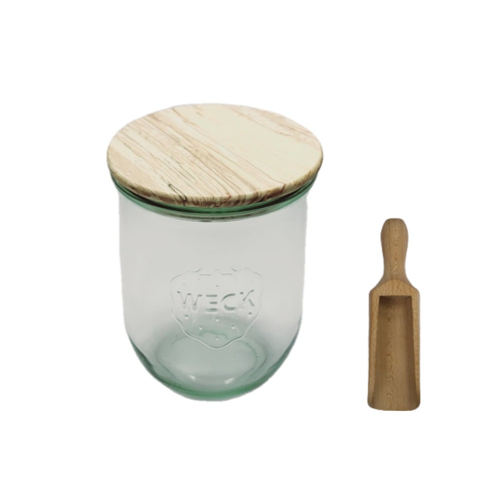 Słoik Weck 1062ml 1l na ciastka TULIP szczelne drewniane wieko 1szt miarka