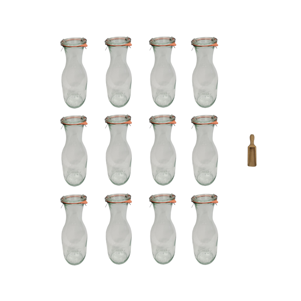 Karafki 1062ml Weck 1L miara spinki wieko gumka 12szt do wody wina soku