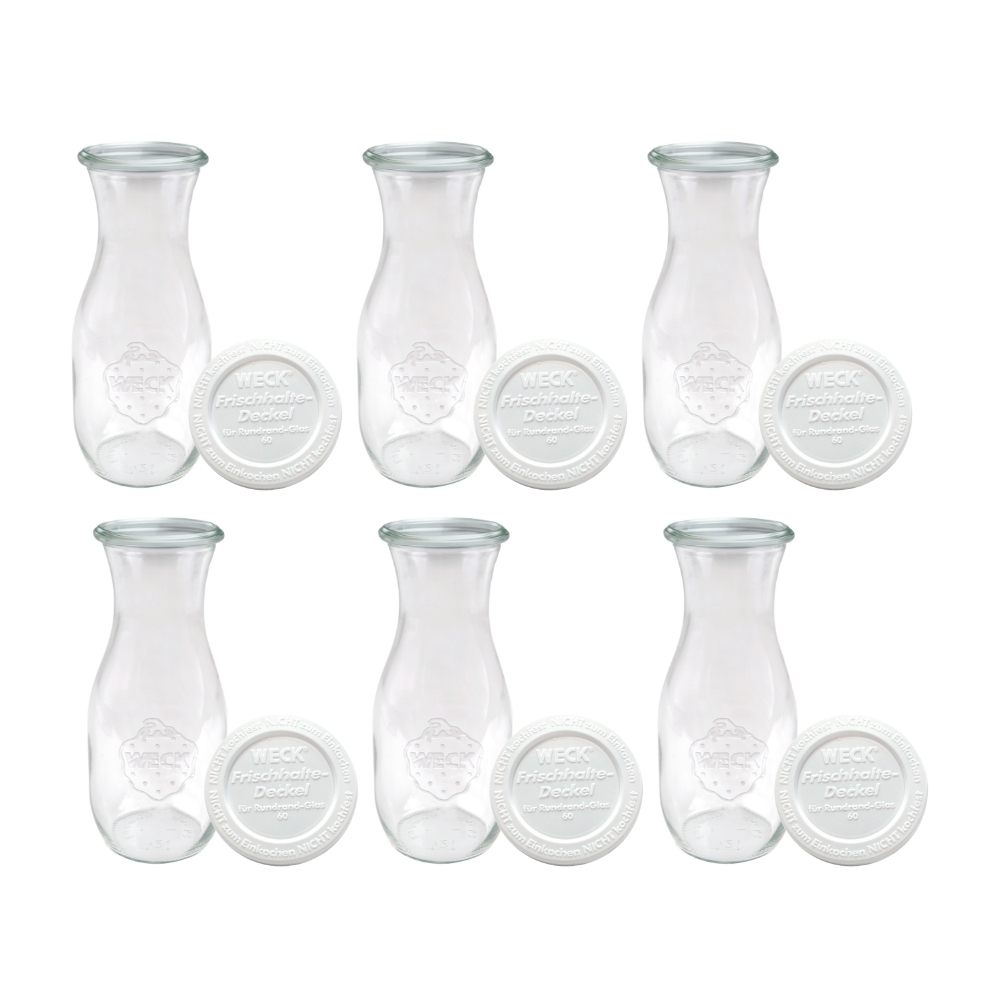 Karafki 1062ml Weck 1L plastik wieka 6szt do wody wina soku