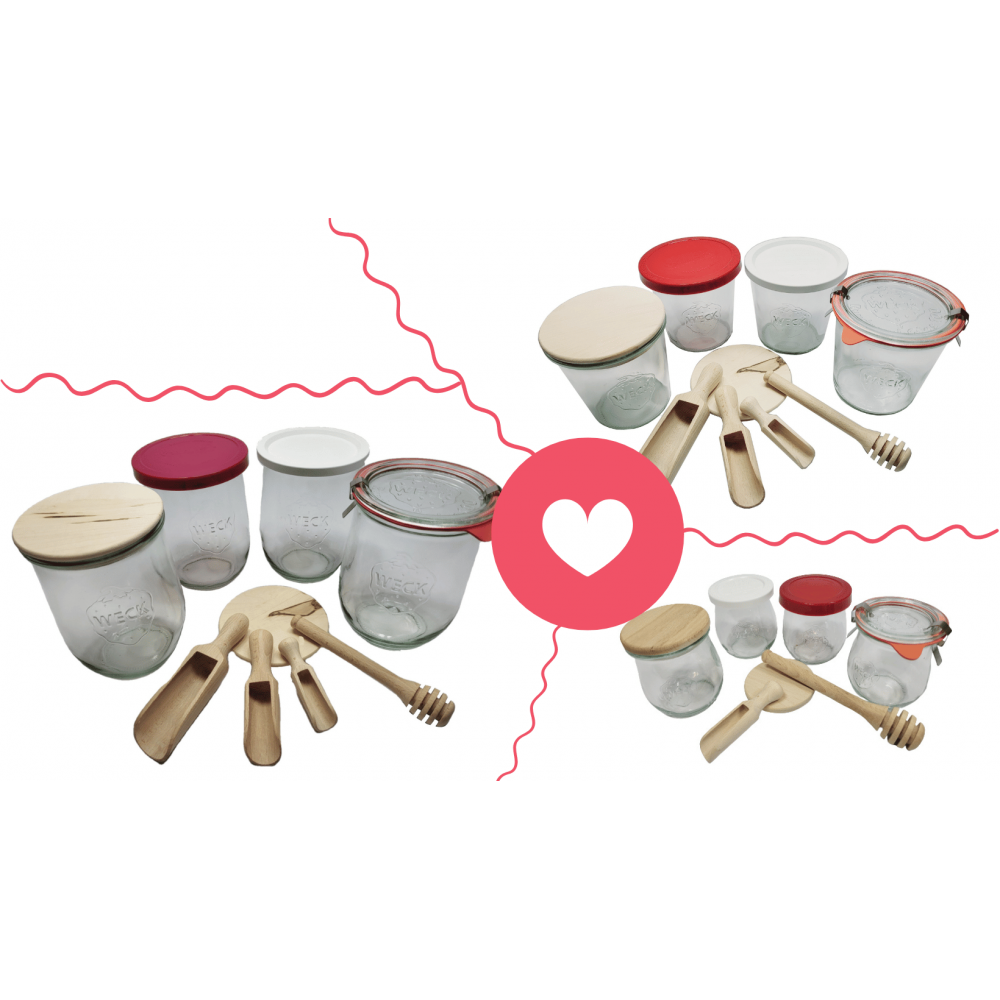 Karafki 1062ml Weck 1L plastik wieka 6szt do wody wina soku