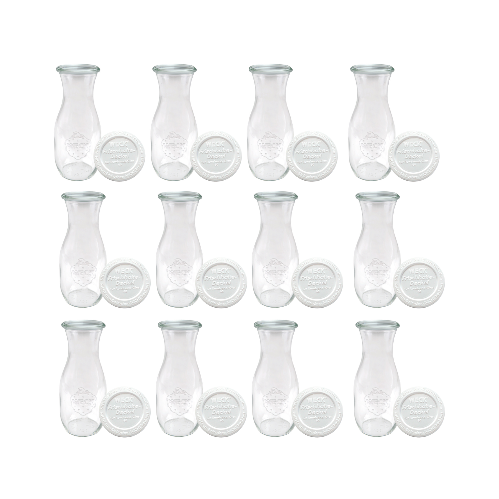 Karafki 1062ml Weck 1L weki plastikowe wieka 12szt do wody wina soku