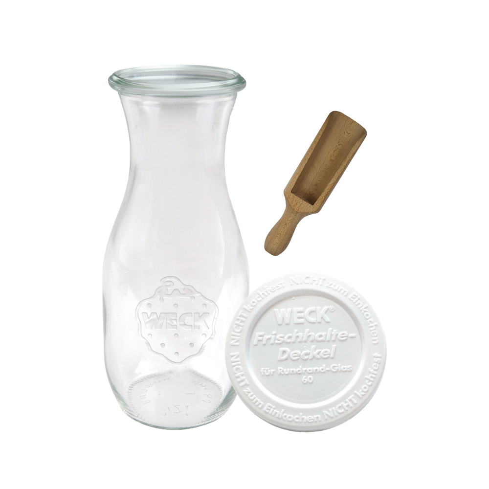 Karafka 1062ml Weck 1L plastikowe wieko MIARKA 1szt do wody wina soku