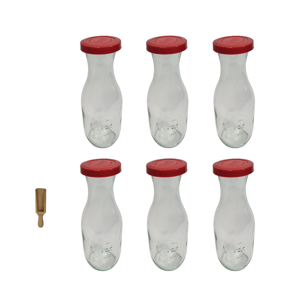 Karafki 1062ml Weck 1L szczelne silikonowe wieko 6szt miarka