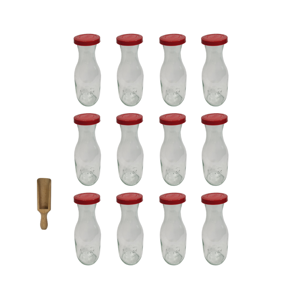 Karafki 1062ml Weck 1L szczelne silikonowe wieko 12szt miarka