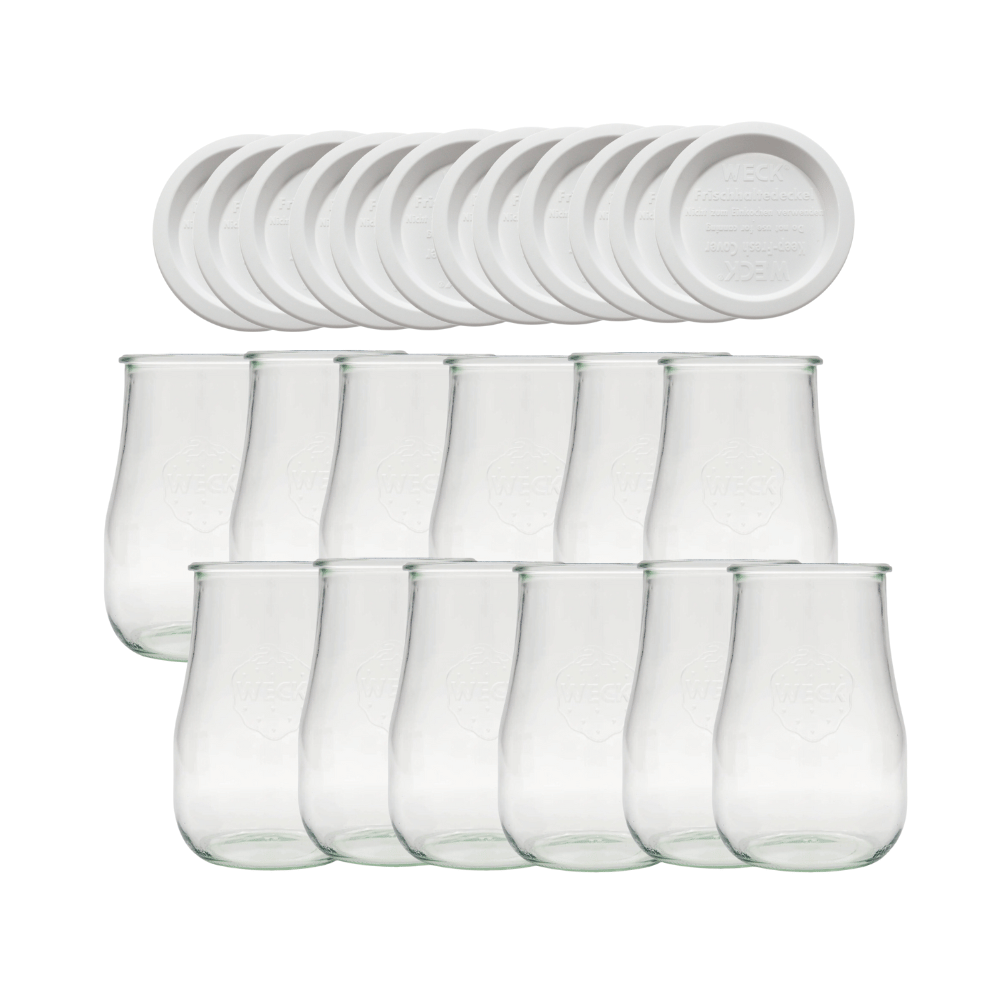 Słoiki Weck 1750ml 1,75l wazon TULIP weki plastikowe wieka 12szt słój słoje